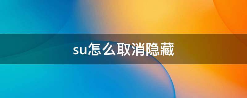 su怎么取消隐藏（su怎么取消隐藏模型）