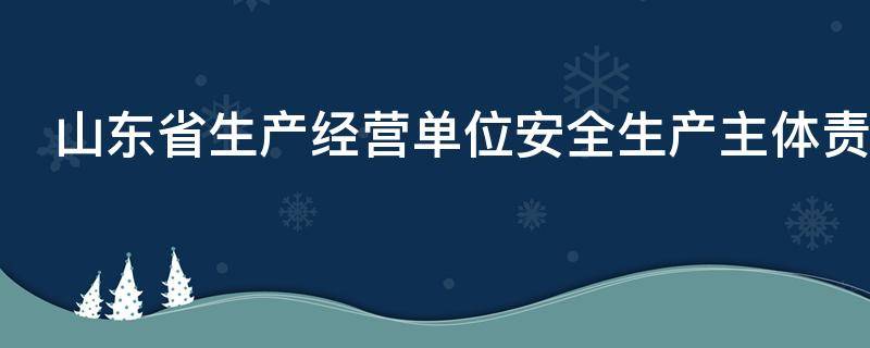 山东省生产经营单位安全生产主体责任规定