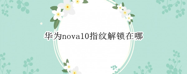 华为nova10指纹解锁在哪 华为nova10指纹解锁在哪里