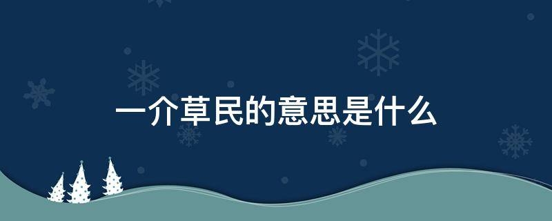 一介草民的意思是什么