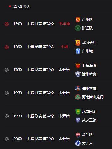 中超联赛赛程直播时间表11月8日（今晚中超足球直播时间表）