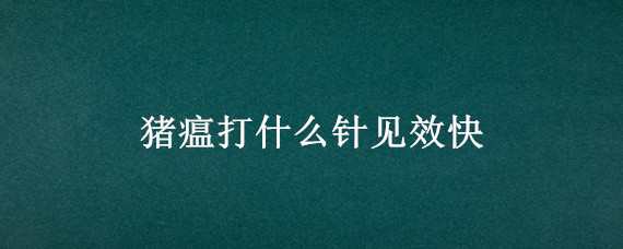 猪瘟打什么针见效快 怎样治疗猪瘟用什么药打什么针有效