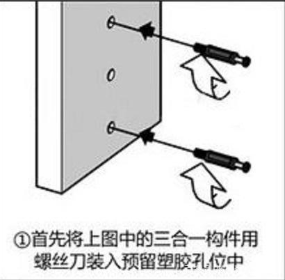 板式家具安装流程三合一连接件安装图解