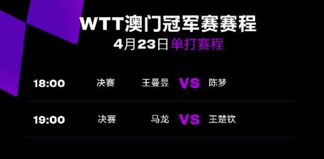 2023WTT澳门冠军赛赛程直播时间表4月23日 今天澳门乒乓球总决赛比赛对阵表图