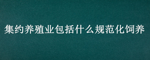 集约养殖业包括什么规范化饲养 什么是集约化养殖