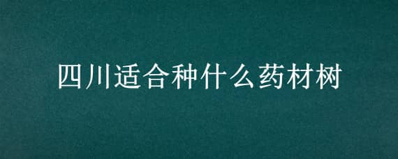 四川适合种什么药材树 四川适合种植什么药材