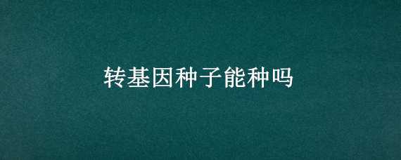 转基因种子能种吗（转基因种子可以留种吗）