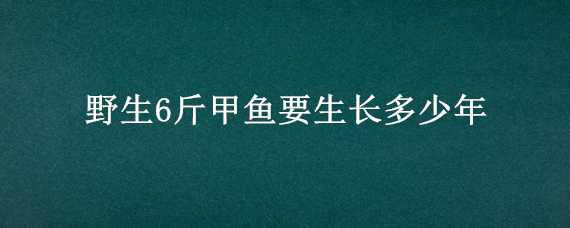 野生6斤甲鱼要生长多少年（三斤的野生甲鱼要生长多少年）