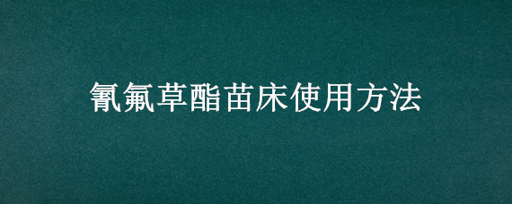 氰氟草酯苗床使用方法（水稻苗床氰氟草酯药害图片）