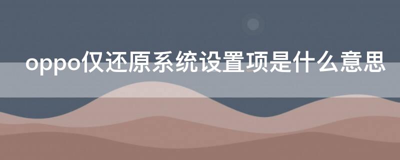 oppo仅还原系统设置项是什么意思