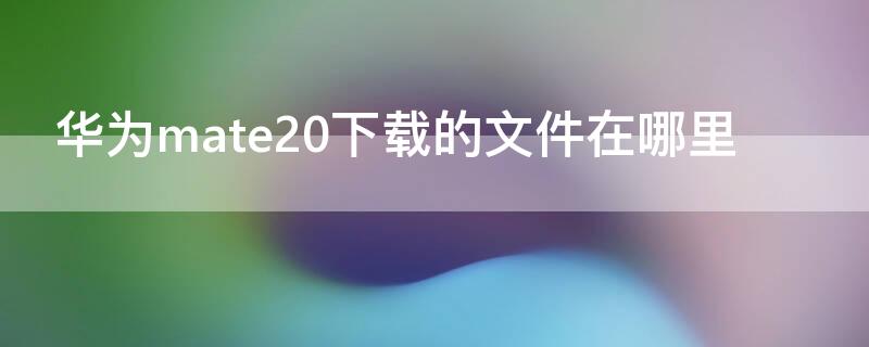 华为mate20下载的文件在哪里 华为mate20pro下载的文件在哪