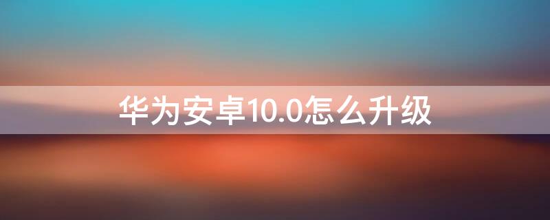 华为安卓10.0怎么升级（华为手机怎么升级10.0）