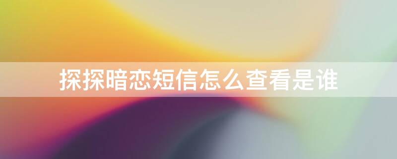 探探暗恋短信怎么查看是谁 探探短信怎么知道暗恋者