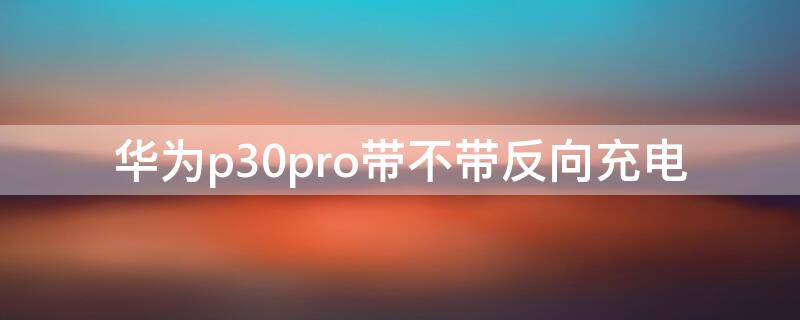 华为p30pro带不带反向充电（华为p30pro反向充电可以给什么手机充电）