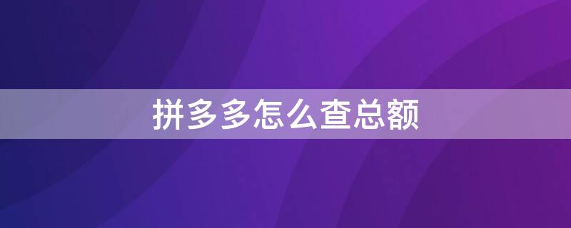 拼多多怎么查总额 拼多多怎么查总额度多少