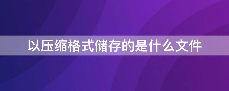 以压缩格式储存的是什么文件（以压缩形式储存的文件）