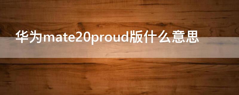 华为mate20proud版什么意思 mate20proud版和普通版