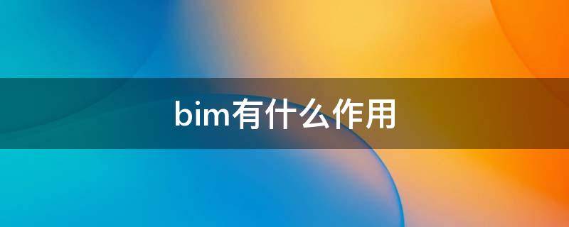 bim有什么作用 bim是做什么用的