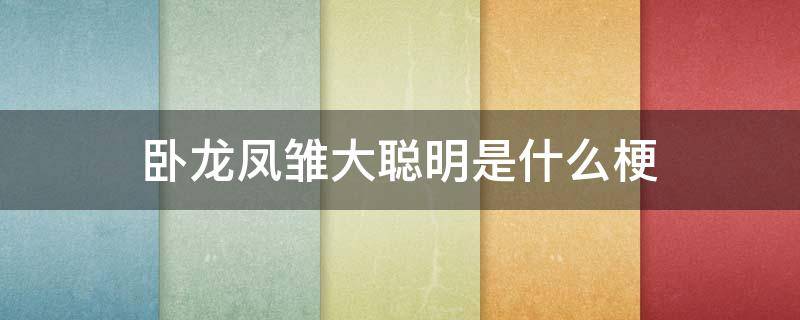 卧龙凤雏大聪明是什么梗 没想到 卧龙凤雏是什么梗