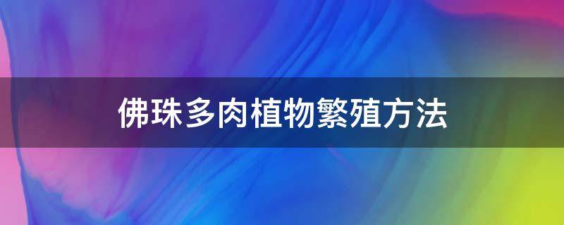 佛珠多肉植物繁殖方法（佛珠多肉植物繁殖方法图解）