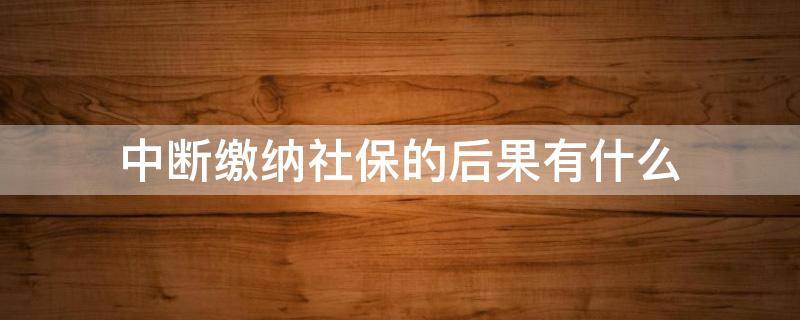 中断缴纳社保的后果有什么（社保卡中断缴费有什么影响）