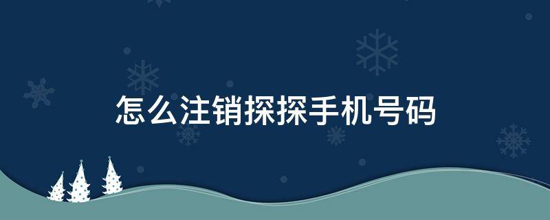 怎么注销探探手机号码（怎样注销探探手机账号）