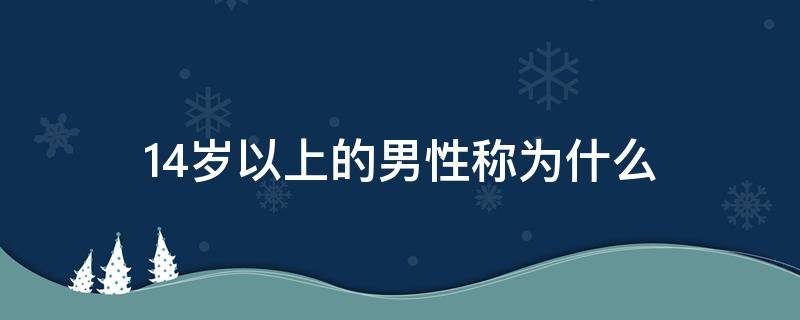 14岁以上的男性称为什么 我国法律规定14岁以上男性称为什么