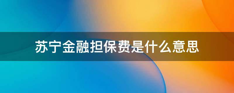 苏宁金融担保费是什么意思（苏宁贷款担保费是什么）