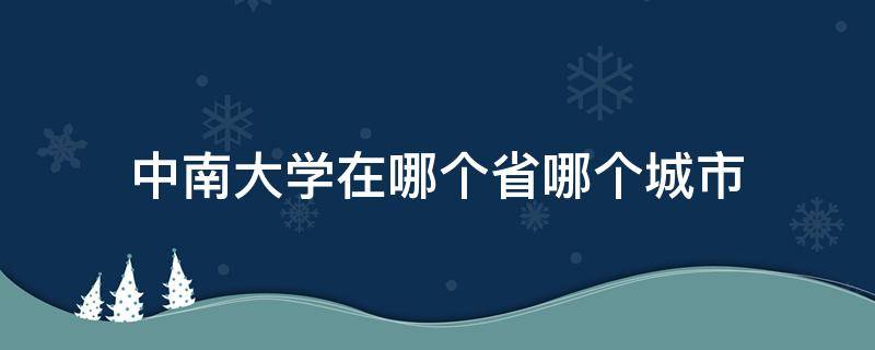 中南大学在哪个省哪个城市（中南南大学在哪个城市）