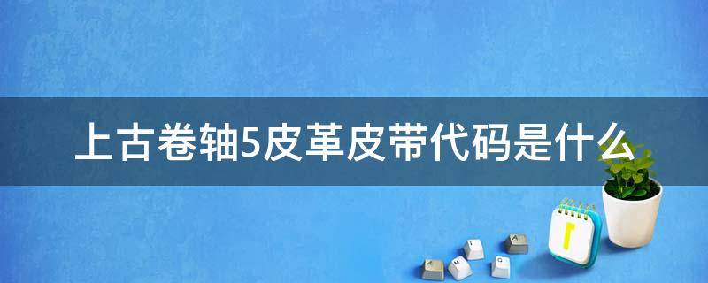 上古卷轴5皮革皮带代码是什么 上古卷轴5皮革带代码大全