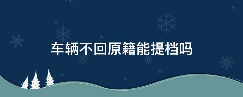 车辆不回原籍能提档吗 提档需要回原籍吗