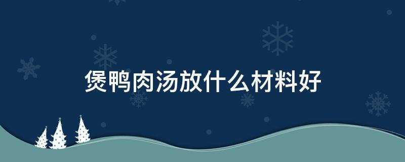 煲鸭肉汤放什么材料好（煮鸭肉汤放什么配料）