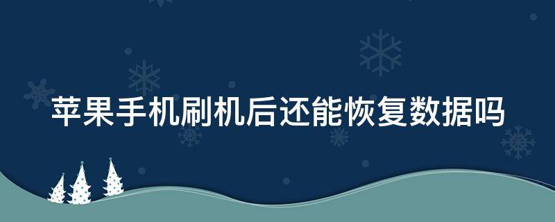 苹果手机刷机后还能恢复数据吗 苹果手机刷机后还能恢复数据吗要多少钱