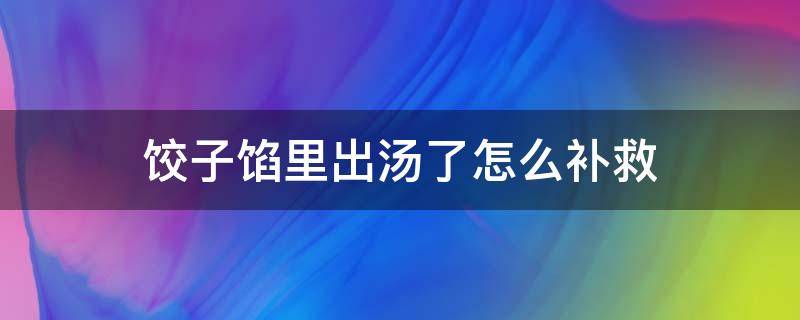 饺子馅里出汤了怎么补救（饺子馅里出汤了怎么补救素馅）