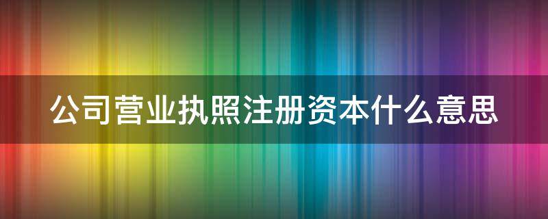 公司营业执照注册资本什么意思 营业执照注册资本是什么意思?