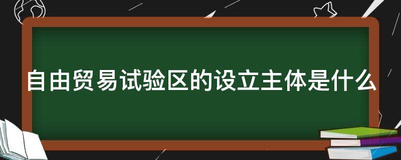 自由贸易试验区的设立主体是什么