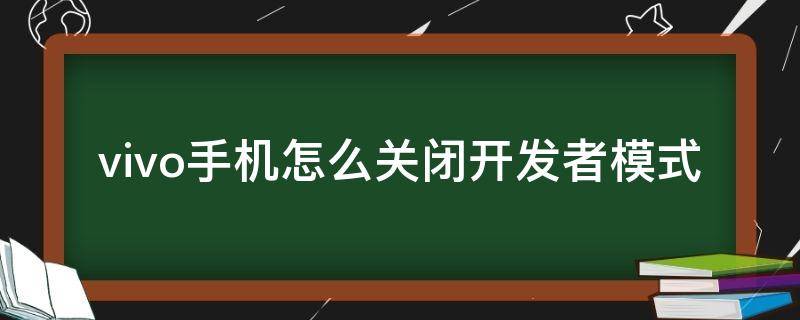 vivo手机怎么关闭开发者模式（vivo手机如何关闭开发者模式）