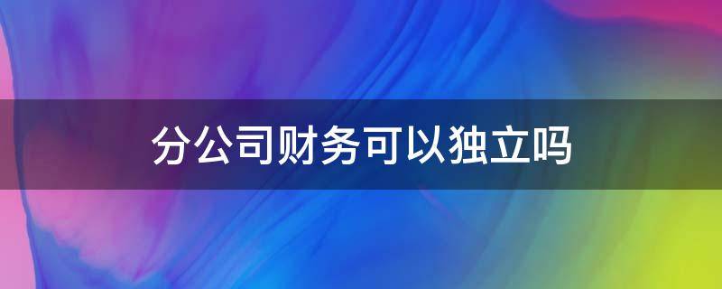 分公司财务可以独立吗 分公司可以独立开票报税吗