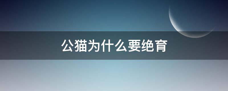 公猫为什么要绝育（公猫为什么要绝育才能寄养）