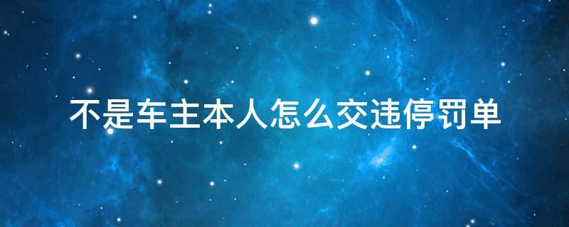 不是车主本人怎么交违停罚单 交违停罚单需要本人吗