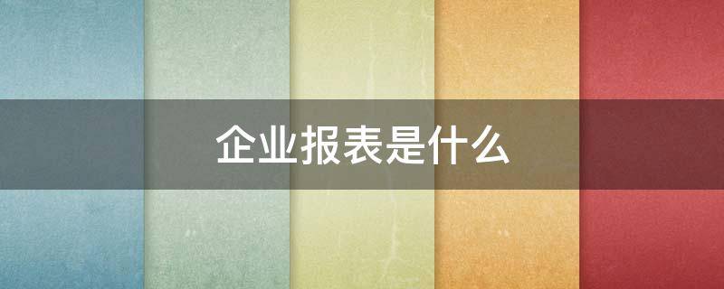 企业报表是什么 企业报表是什么意思