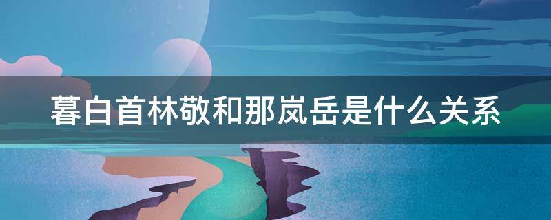 暮白首林敬和那岚岳是什么关系 暮白首那岚岳的父亲