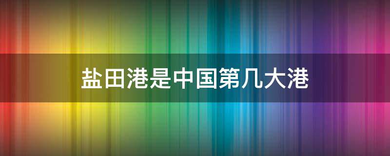 盐田港是中国第几大港（盐田港是中国第一大港）