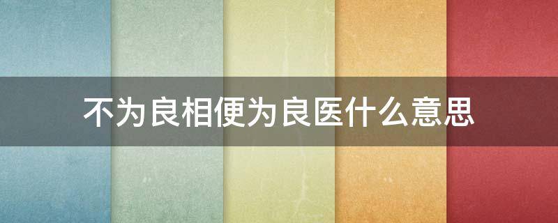 不为良相便为良医什么意思 不为良相便为良医是什么意思