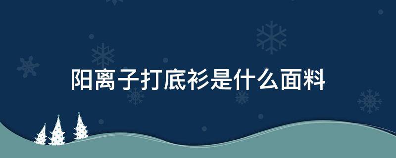 阳离子打底衫是什么面料（阳离子打底衫是什么材质）