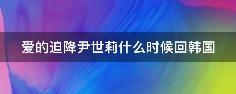 爱的迫降尹世莉什么时候回韩国（爱的迫降尹世莉继承公司了吗?）