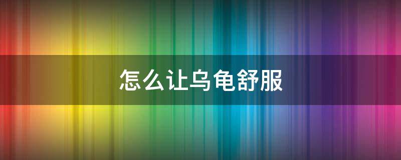 怎么让乌龟舒服 怎么给乌龟一个舒适的环境