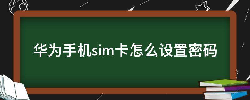 华为手机sim卡怎么设置密码（华为手机sim卡怎么设置密码 次数）