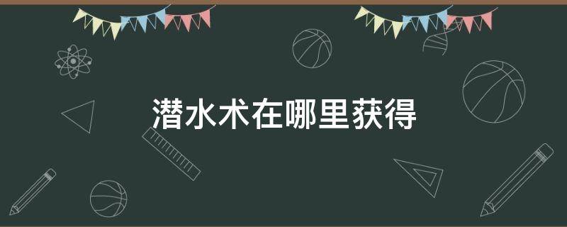 潜水术在哪里获得 绿宝石潜水术在哪里获得