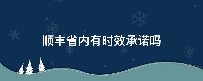 顺丰省内有时效承诺吗 顺丰的时效是怎么承诺的